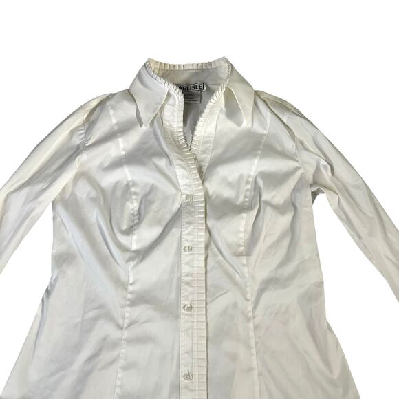 Carlisle White Pleated-Trim Button-Front Blouse – Size 10 – NWT - Picture 5 of 12